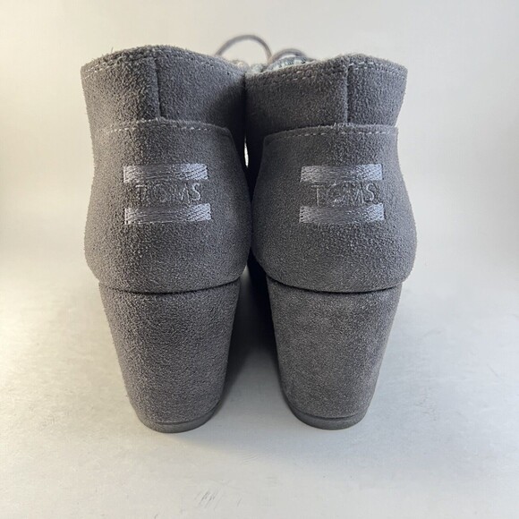 Tom's Desert Ankle Heeled Boots Gray Suede - Size 9 - Picture 5 of 9